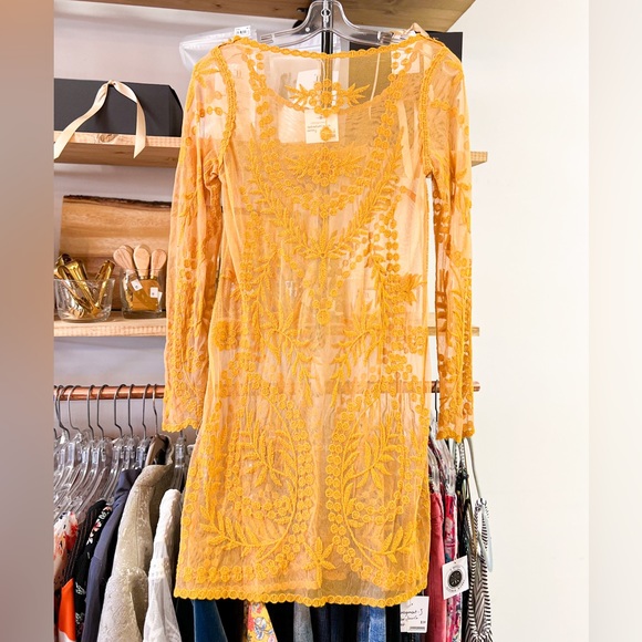 Saffron Embroidered Overlay Dress - Picture 2 of 3
